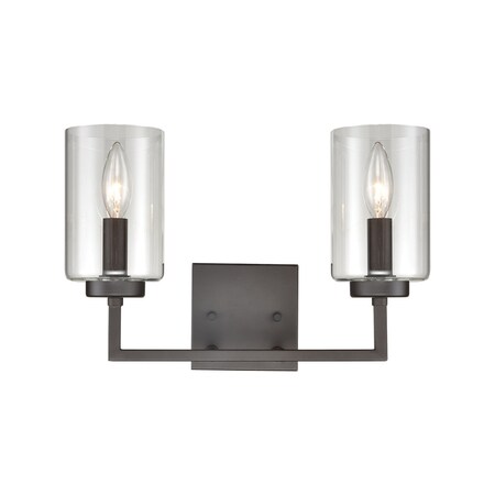 Thomas West End 2-Light Bath Light in Oil Rubbed Bronze with Clear Glass CN240121